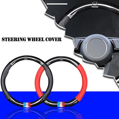 Car Steering Wheel Cover Breathable Anti Slip PU Leather Steering Cover For 2 3 4 5 6 7 8 ATENZA Axela 6 RX8 CX6 CX5 CX4 Alexa CX4 CX5 CX8 2 3 6