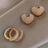 Fashion Pearl Heart-shaped Earrings Elegant Geometric Heart-shaped Pendant Earrings 2 Styles of Wearing Style Jewelry Earring