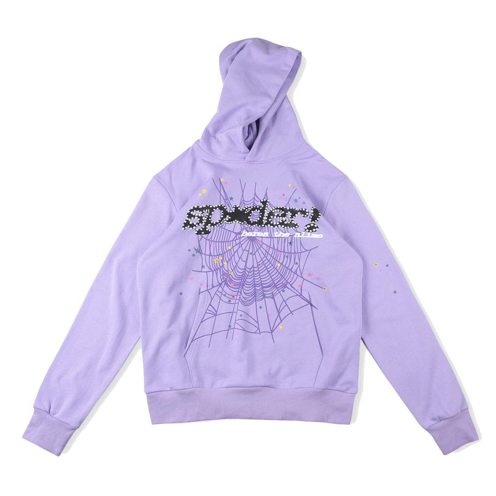 European and American Trendy Brand Sp5der Spider Web Print Hooded Sweater for Men and Women Loose Heavy Fleece Hip Hop Couple Hoodie