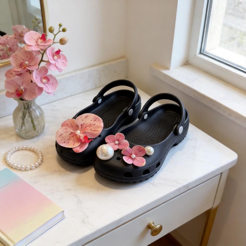 Eva Ladies Clogs With Flower Embellishments And Slipresistant Outsole For Daily Use