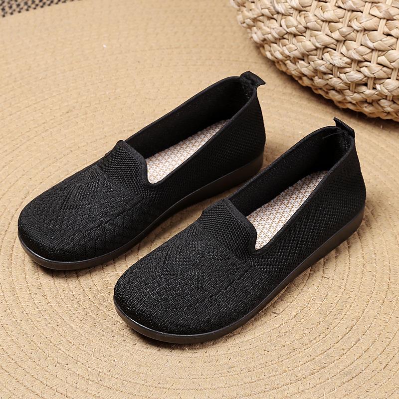 

Туфли из ткани женские туфли весна 2025 новые одинарные туфли мягкая подошва дышащая плетеная повседневная обувь для среднего и пожилого возраста однопедальная обувь для мам 41 чёрный