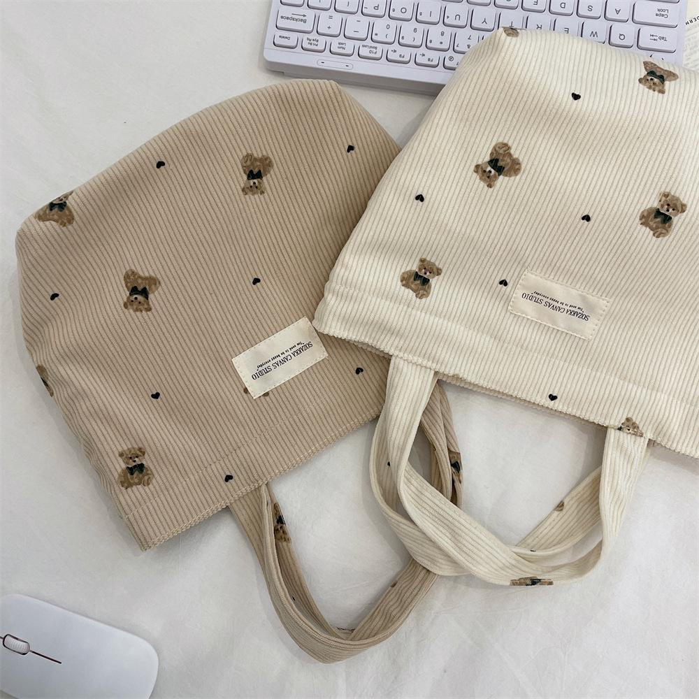 Modèle de copyright, sac à main en velours côtelé ours, femme aller au travail, sac à main, sac bento, étudiant petit