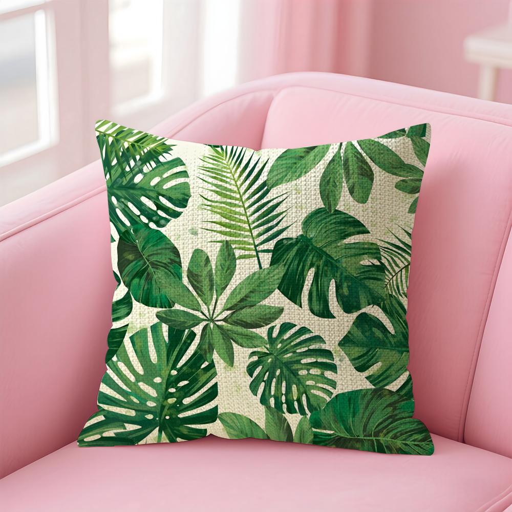 Palm Leaves Fashion Cushion Cover Natural Linen Pillow Case DoubleSided Print Decorative Sofa Pillowcase Home Decor Gift