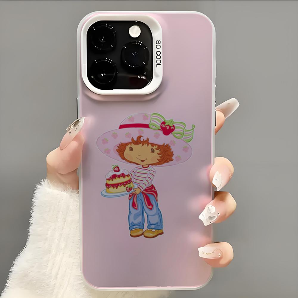 Girl Pink Strawberry S-Shortcake Phone Case  Phone Case For iPhone 14 16 15 11 12 13 Pro Max Mini Plus Shockproof Cover