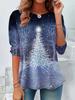 Fashion 3D Print Snowman Christmas Theme O-Neck Long Sleeve T-Shirts