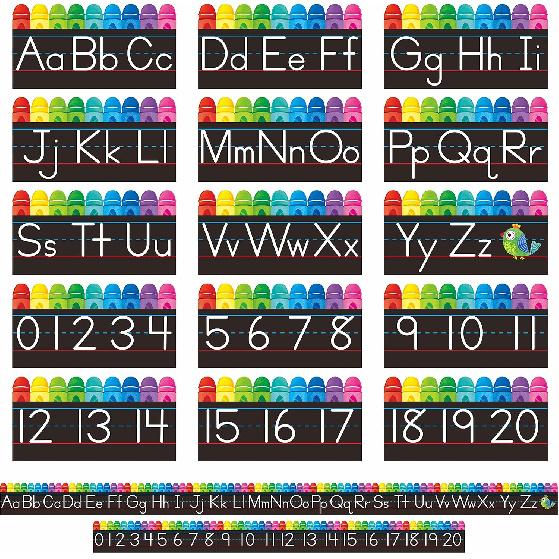 Alphabet & Number Line Bulletin Board Set, 12 PCS ABC & 123 Wall Decorations 26 Upper & Lower Case Letters Plus Numbers 0-10 for Preschool,