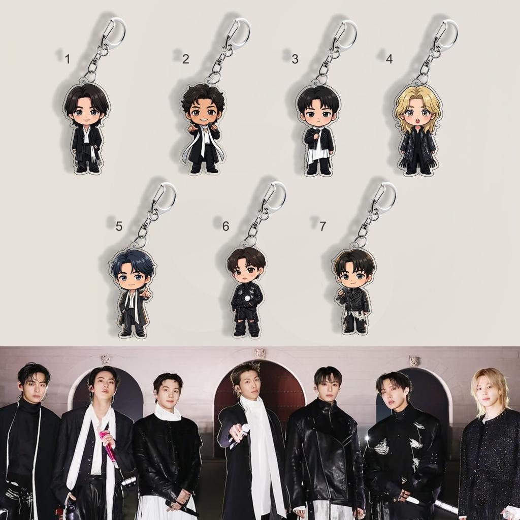 7pcs BTS Keychain, Bangtan Boys Formal Cartoon Figure Keyring, Kpop ARMY Fans Bag Charm,Kpop Idol Bag Pendant