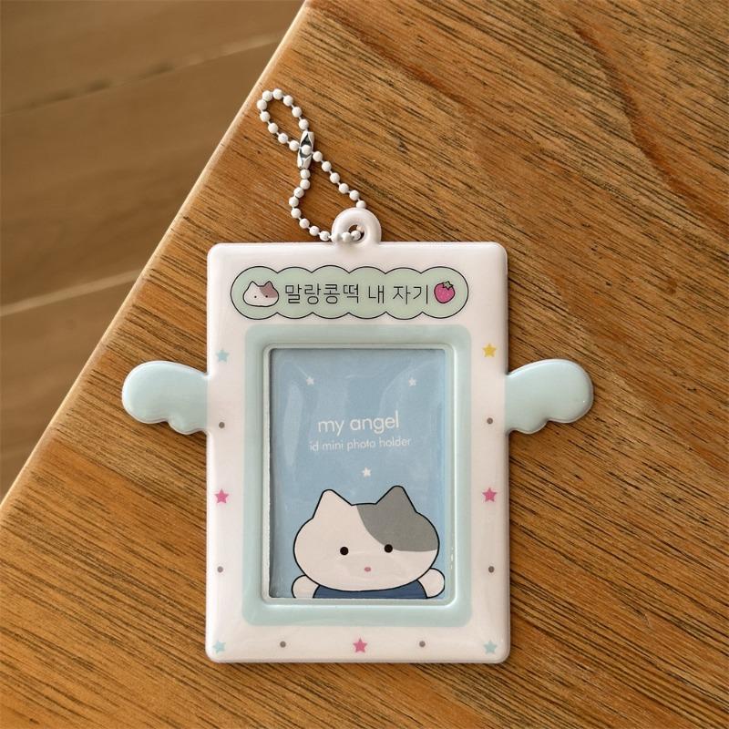 Cute Angel Photo Frames for 3 Inch Kpop Idol Card Y2K PhotoCard Holder Kawaii Rabbit Photo Card Keychain Stylish Gift Wholesales