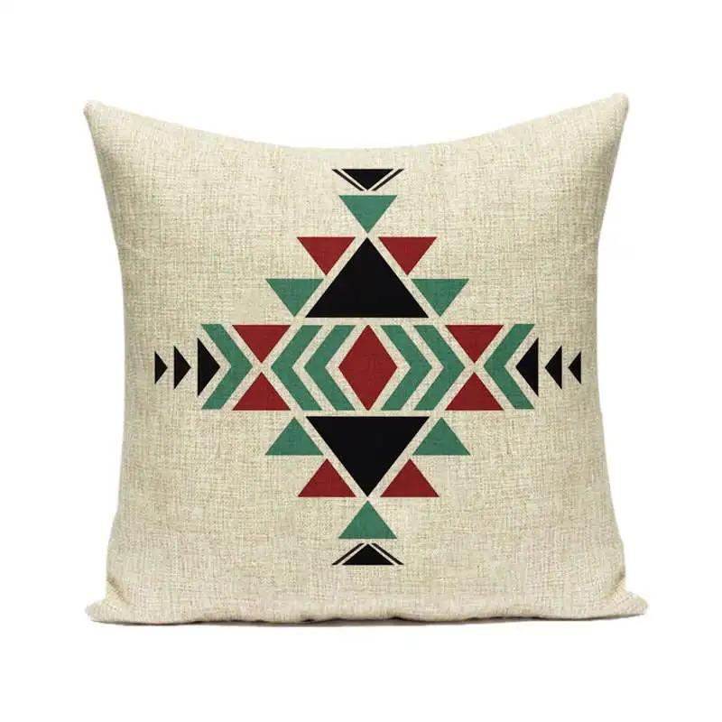 Boho Geometric Cushion Cover Aztec Tribal Pattern Cotton Throw Pillowcase For Living Room Sofa Couch Home Decor 40X40Cm 1 Pc