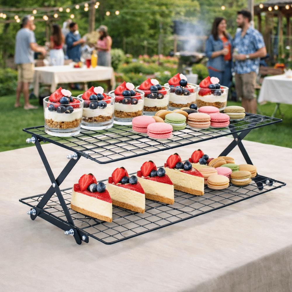 Multi-Purpose Multi Layer Collapsible Cooling Rack Non-stick Adjustable Bread Cooling Rack Mesh Folding Camping Rack Barbecue
