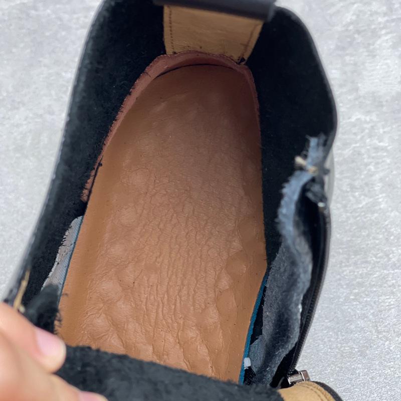 Johnature Botines Retro de Suela Gruesa Punta Redonda Versátiles Cuero Genuino Zapatos de Mujer