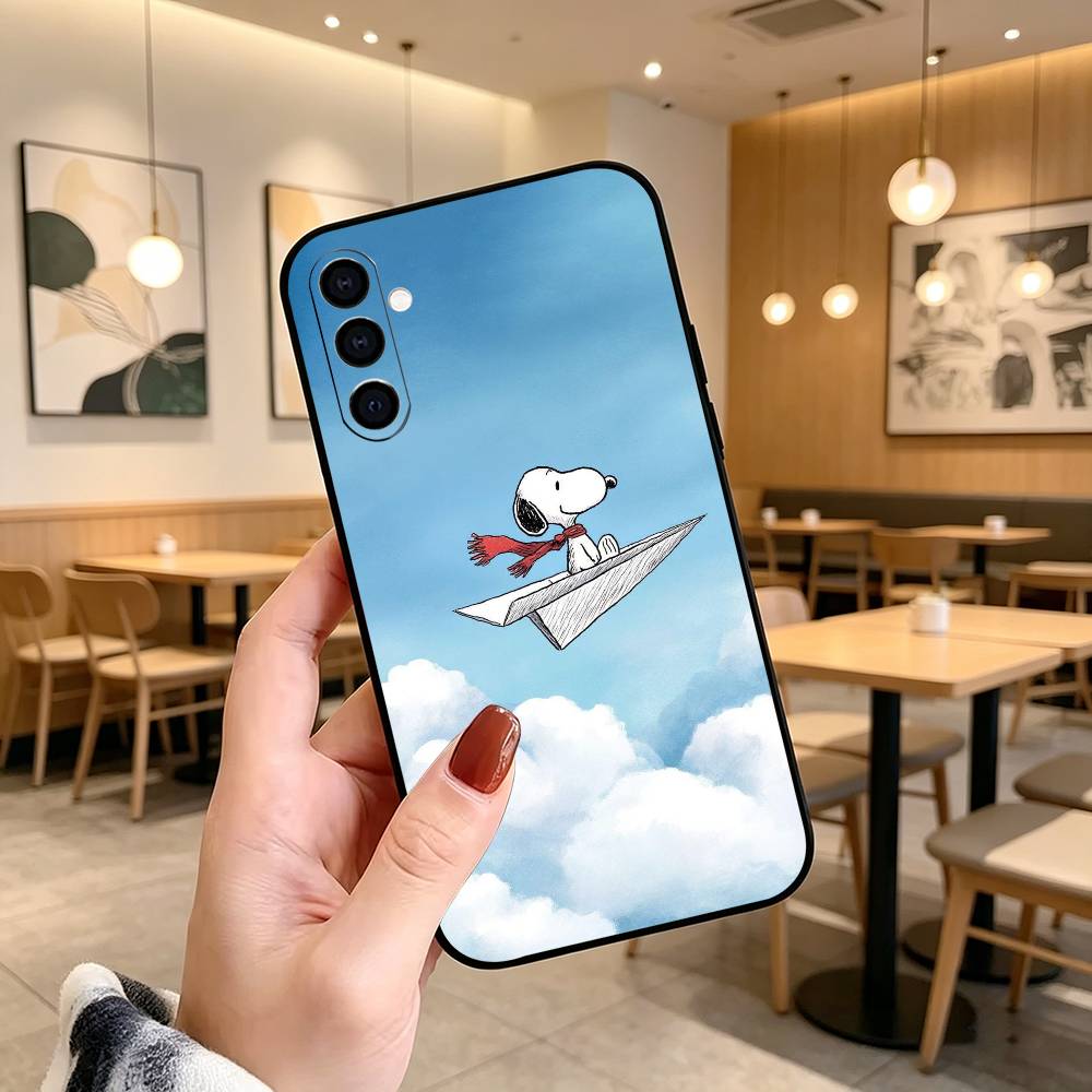 Cartoon T-S-noopy-PC  Phone Case Black Silicone Soft For Samsung Galaxy A73,A72,A71,A70,A53,A52,A51