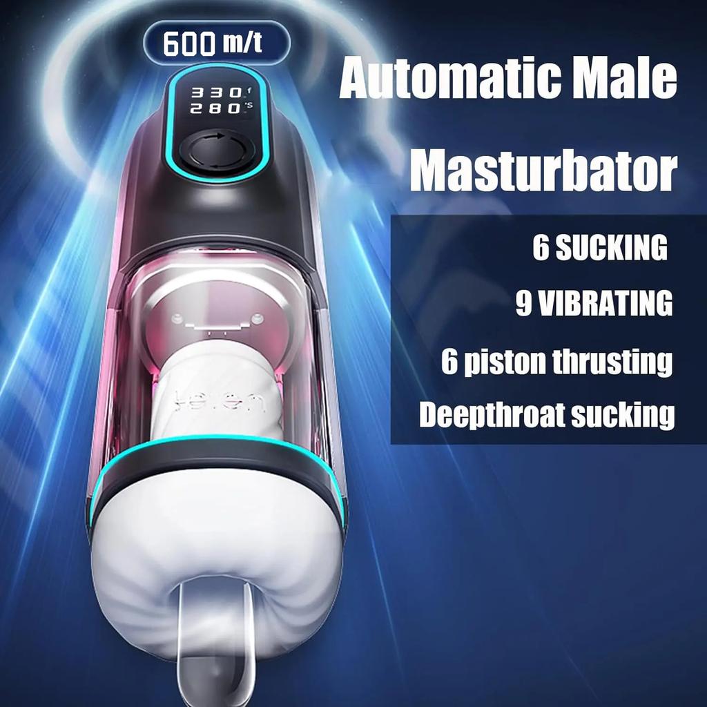 High Speed Automatic Piston Massager Insertion Suck Masturbator Retractable Vaginal Blow Job Masturbator Sex Toys Men 18+ Penis Exerciser with Heating
