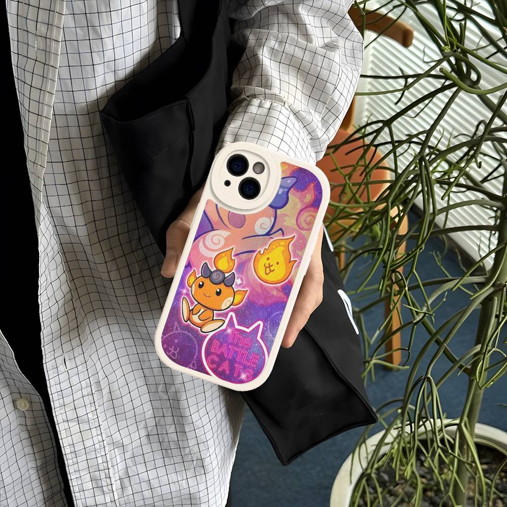 B-Battle Cats Anime Game Leather Phone Case For IPhone 16 15 14 13 12 11 Pro Max Plus Shockproof Cover