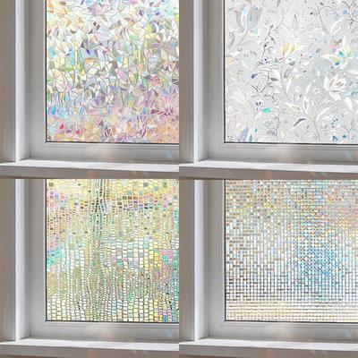 Fenster-Sichtschutzfolie, statisch haftend, Vinyl, 3D-Aufkleber, Fensteraufkleber, Regenbogen-Fensterfolie zur Kontrolle, Anti-UV