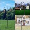 Double Wrought Iron Shepherd's Hook for Outdoor Gardens and Courtyards