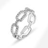Full Paved Zircon Chain Link Ring For Women Fashionable Luxury Statement Index Finger Jewelry Trendy Personalized