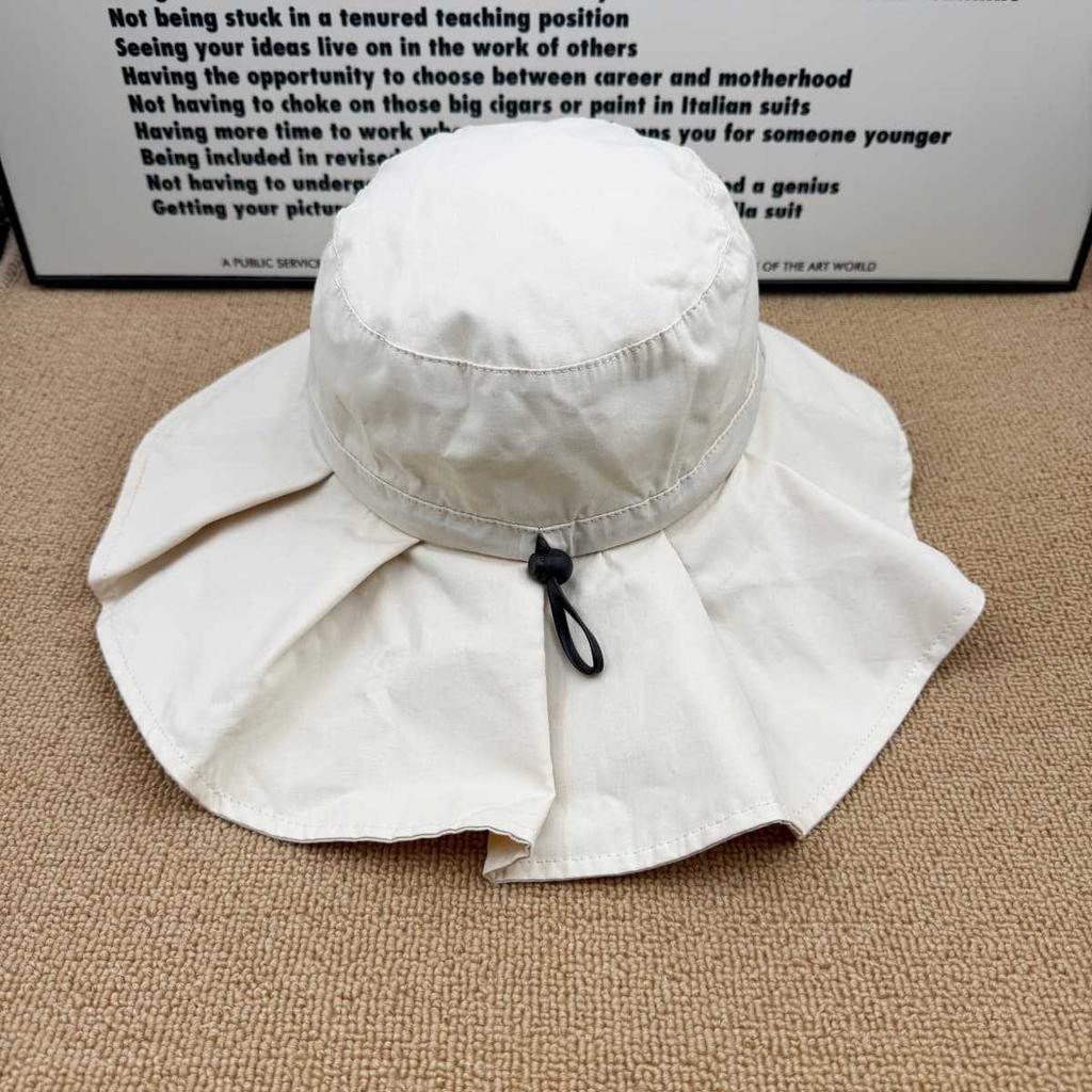Light and breathable big eaves bucket hat neck protector women's summer sun hat anti-ultraviolet face small hat sun protection artifact
