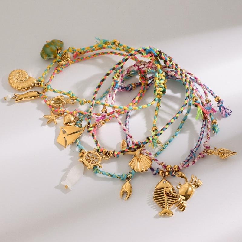 Handgemachtes Seilarmband mit Wellenmuster im maritimen Stil, verziert mit einer Seesternperle und verstellbarem Knotenverschluss, für Modebewusste