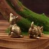1 Piece Animal Pussycat Figurines Brass Cute Cat Pocket Statue Vintage Small Tea Pet Ornament Miniatures Desk Decoration