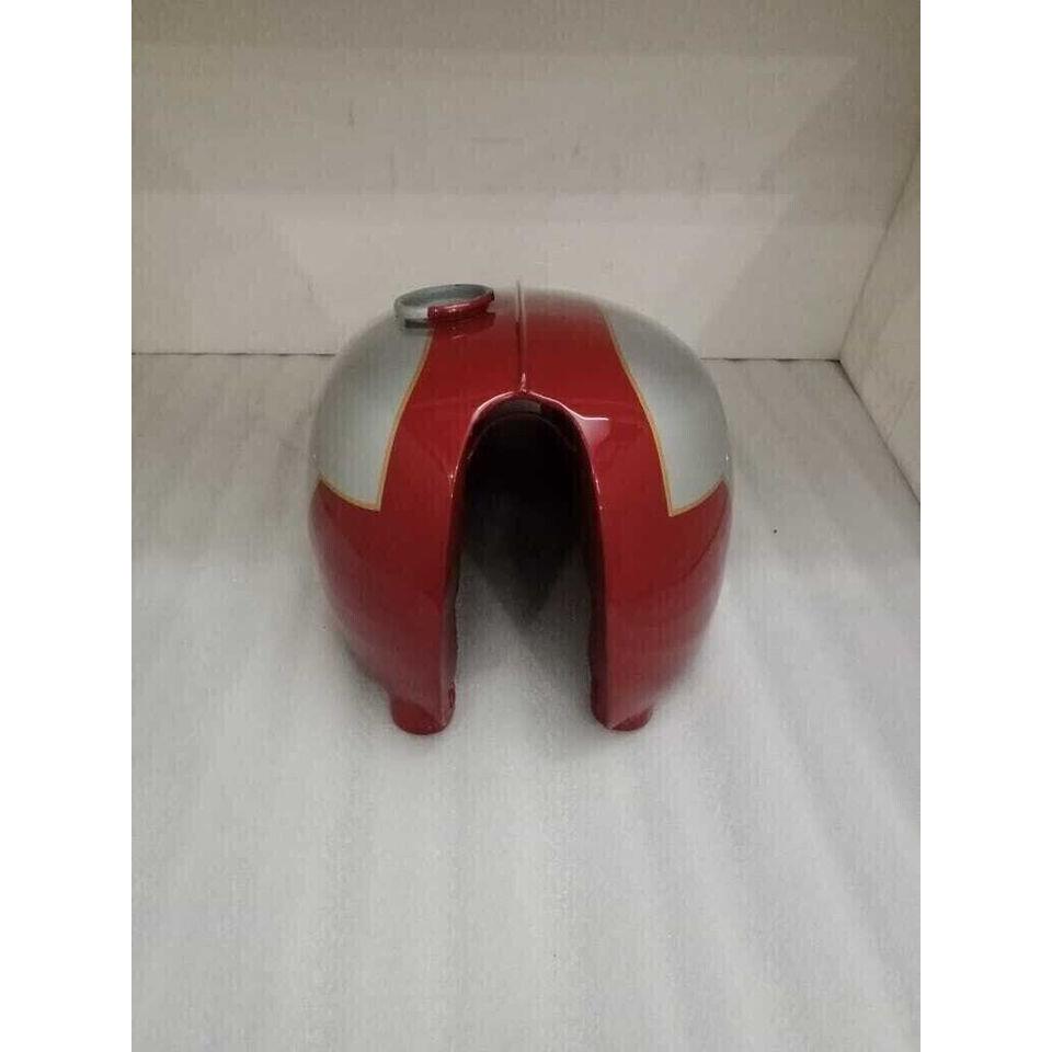 Fit For Triumph T120 Cherry & Silver Painted Aluminium Petrol Fuel Gas Tank +Cap