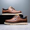 Extra Size Genuine Leather Men's Shoes - Korean Style Workwear with Big Toe Design, Size 38-49 (Model A008)