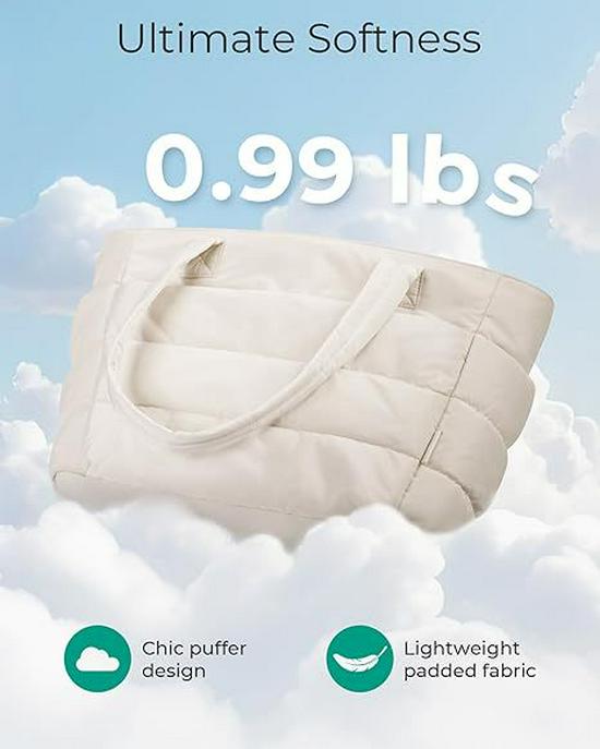 Women's Lightweight Puffy Tote: Large Capacity Travel & Laptop Bag