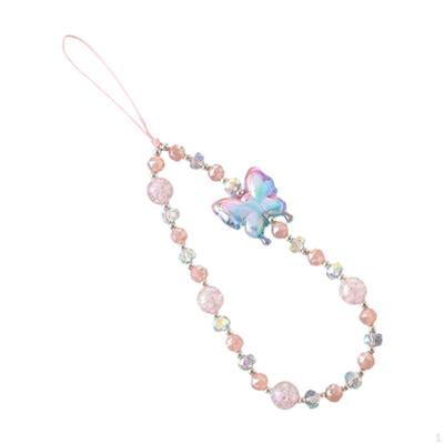Lanière de téléphone perlée Porte-clés mignons Décor pendentif pour sac à main Bracelet élégant multifonctionnel