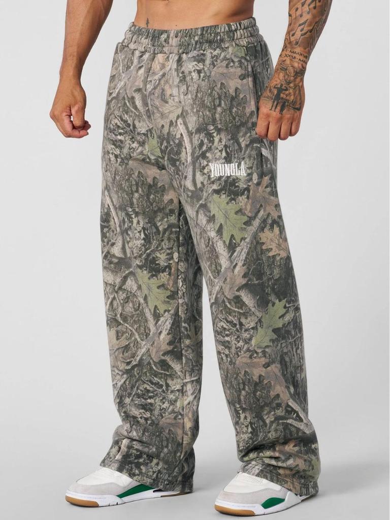 Men's Camouflage Wide-Leg Athletic Pants: Trendy Printed, Loose-Fit Casual and Running Style