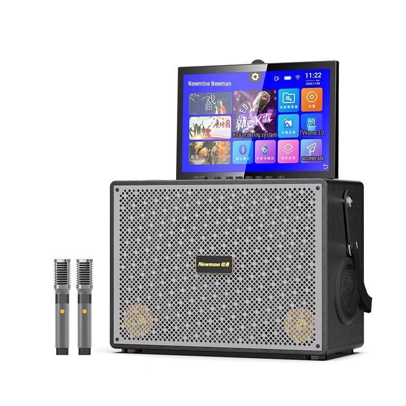 Newmine N525 Portable Touchscreen KTV Bluetooth Speaker with Dual Microphones CN Plug (adapter Included) (CN Version)