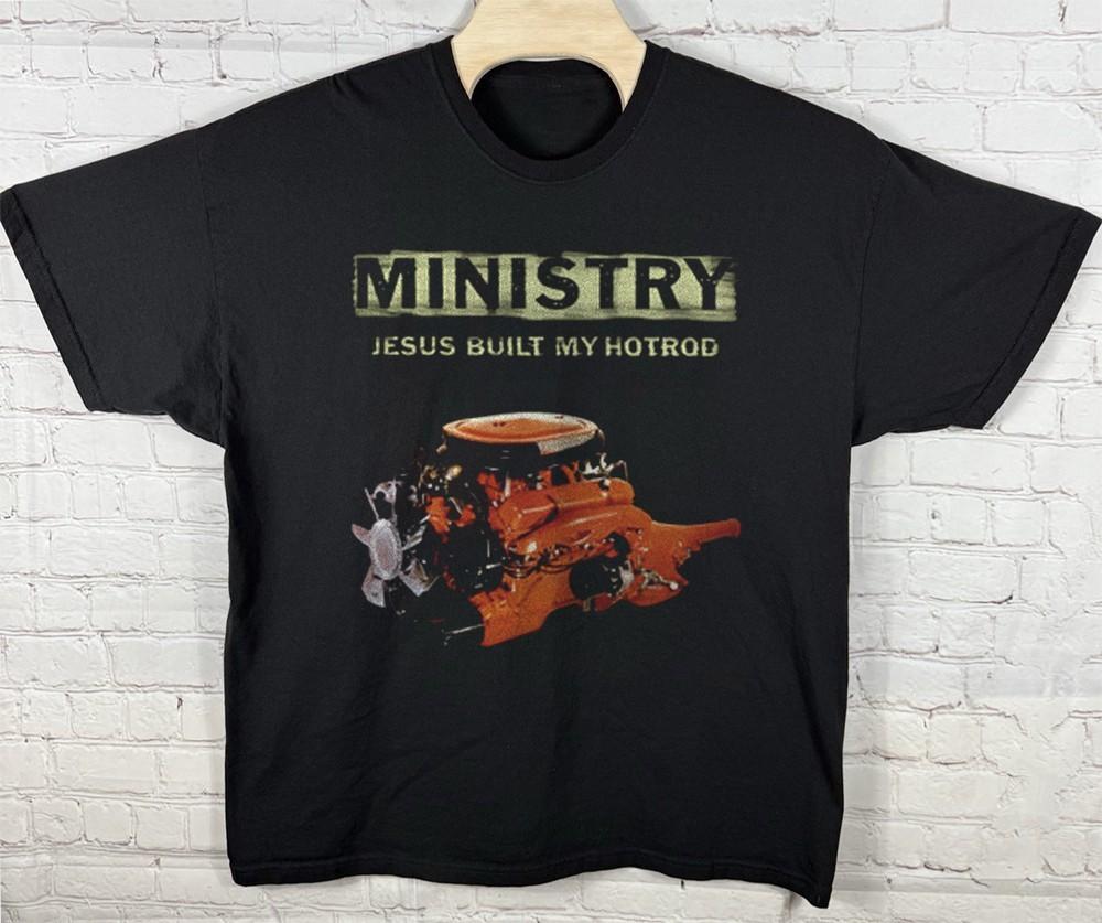 New Ministry - Jesus Built My Hot Rod Unisex Black Cotton T-shirt S-5XL