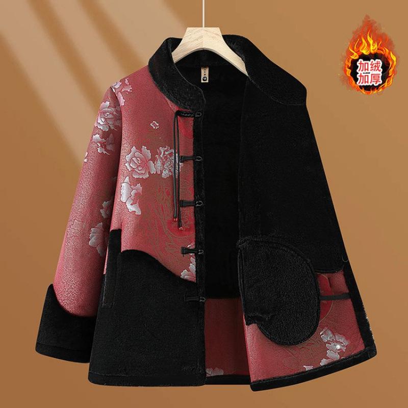 Women's winter coat old fur integrated fleece thickened top coat high-end