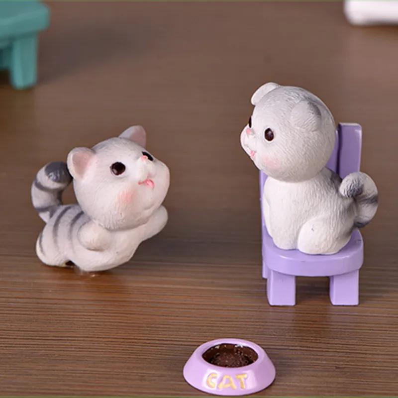 Naughty Kitten Pet Cartoon Bonsai Succulent Ornaments Cute Cats Micro Landscape Diy Gardening Accessories Garden Decoration