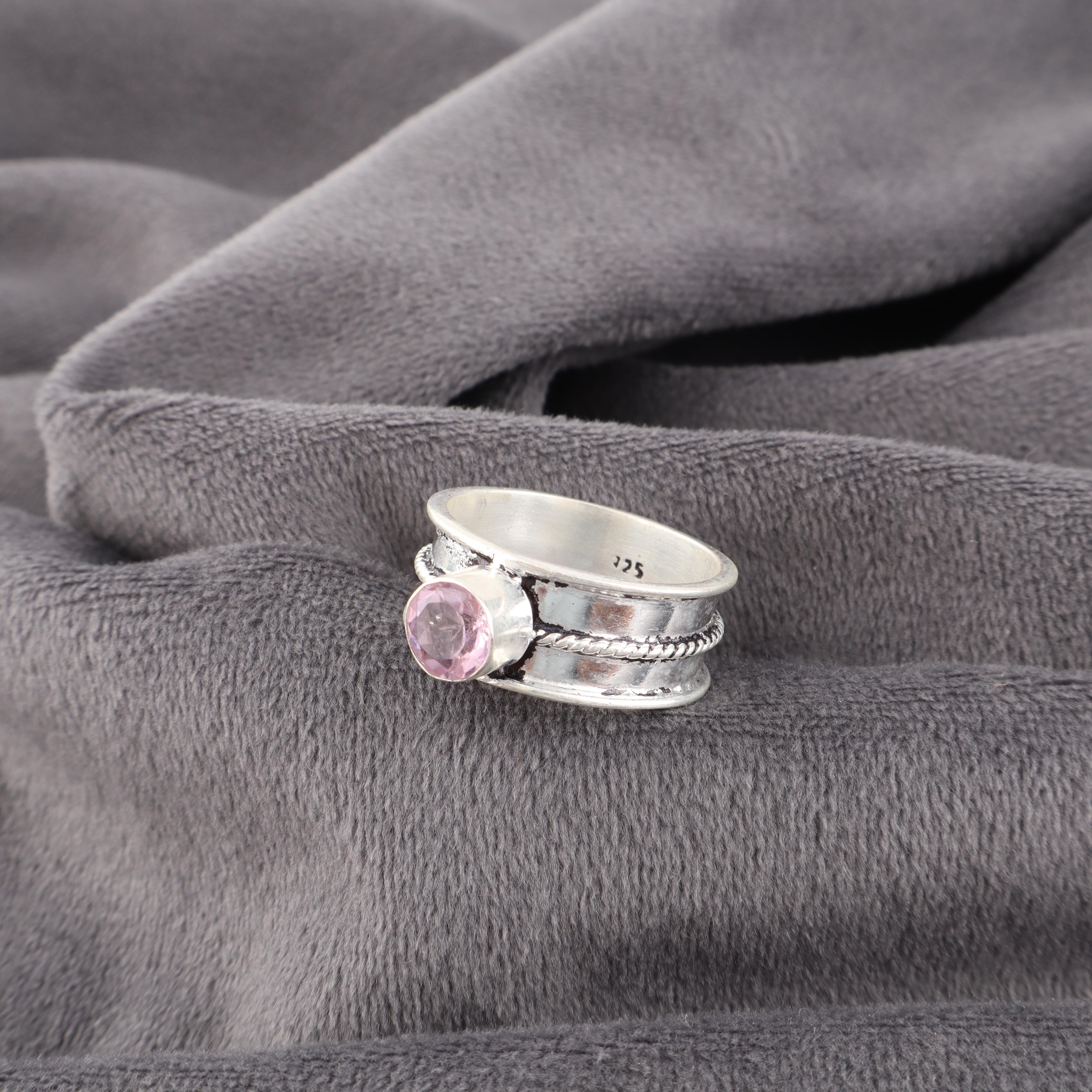 

Кольцо с морганитом, Ювелирное изделие ручной работы из серебра, Кольцо из стерлингового серебра 925 пробы, Изящное кольцо с морганитом, Подарок для женщин 8 розовый