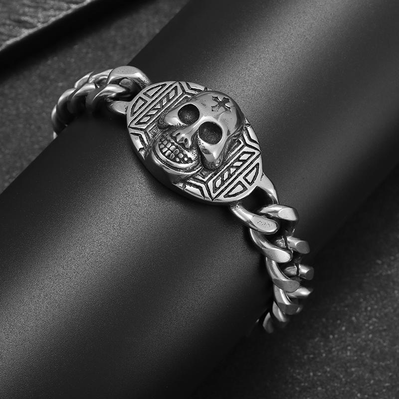 

Готический браслет из нержавеющей стали для мужчин, крест рыцаря, череп, панк, мотоцикл, байкер, рок, ювелирные изделия для вечеринок