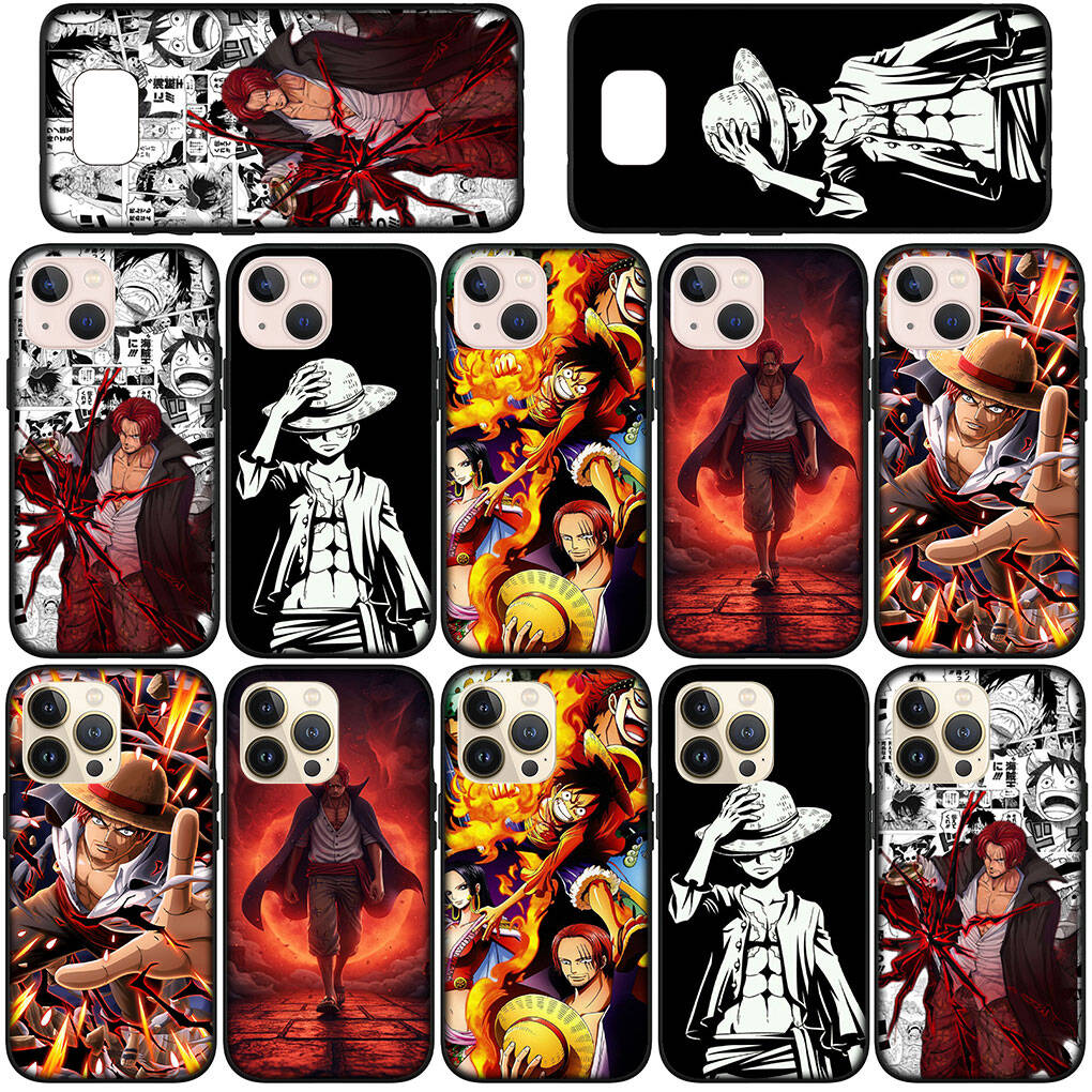 Phone Case for iPhone 17 15 16 Plus Redmi Note 14 12 11 13 Pro Max Huawei P30 P20 Lite OPPO A60 A40 A80 A38 A54 Red Hair One Pieces Luffy Shanks Cover