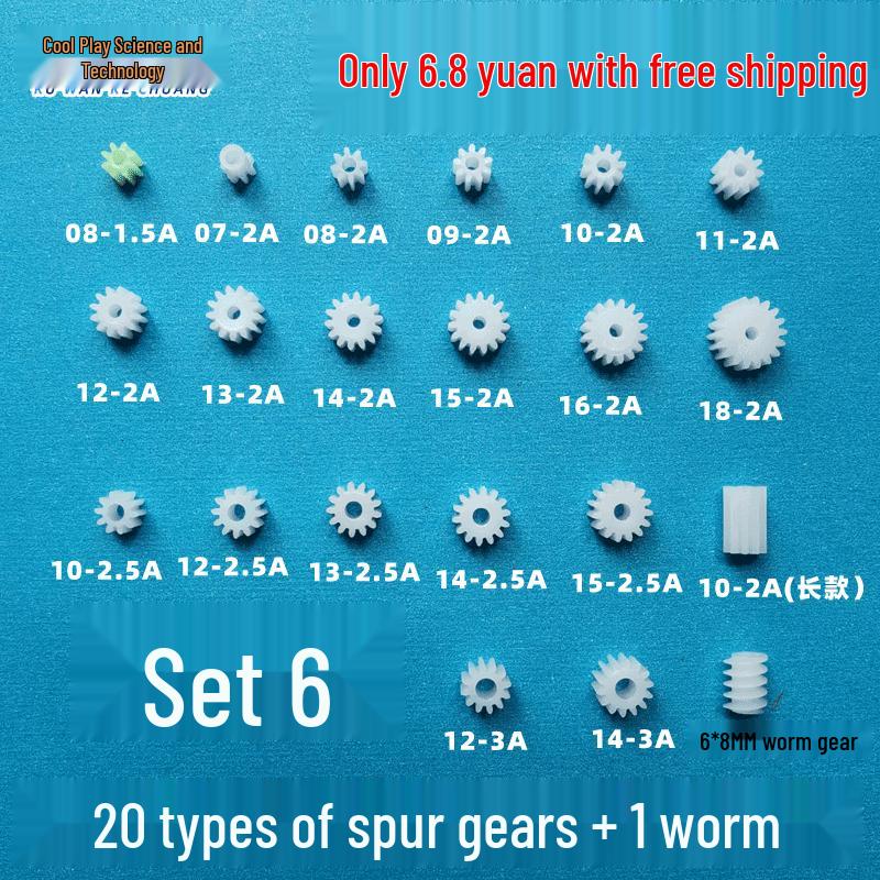 Gear Pack Toy Car Set: Motor Shaft, Bevel Gear, Plastic DIY Parts, Gearbox, 0.5 Full Set