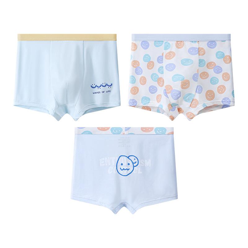 (3 Pack) Boys Modal Boxer Briefs Cute Cartoon Print Kids Underwear Soft Breathable Children's Boxer Shorts