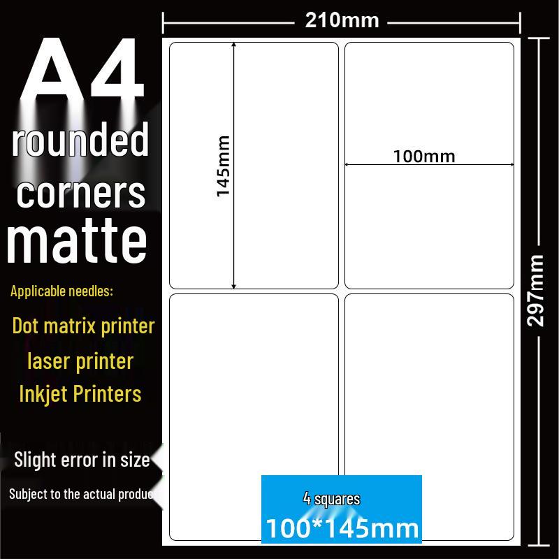 A4 Matte Self-Adhesive Printing Paper - 100 Sheets