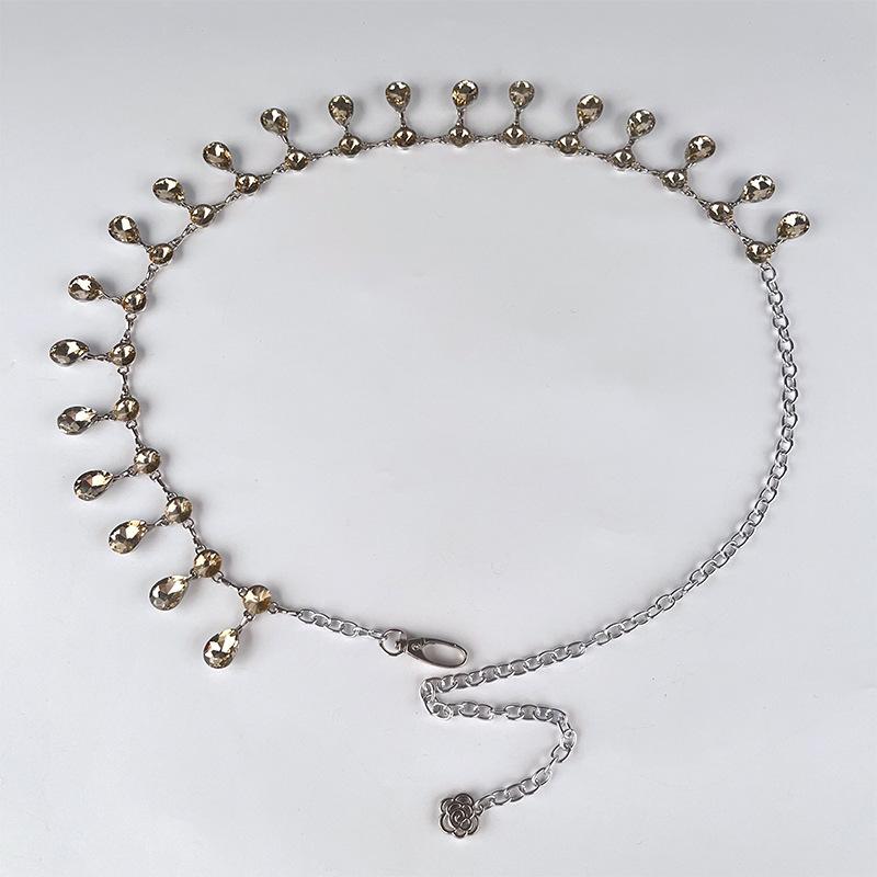 

Аксессуары для танца живота, поясная цепочка, юбка, модная кисточка из страз, высококачественный кристальный металлический цепочный пояс для женщин