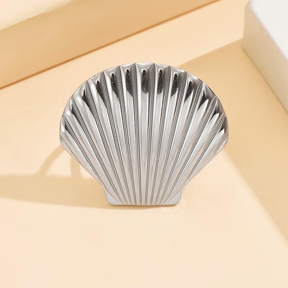 Bohemian Ocean-Style Gold Shell Open Stainless Steel Ring