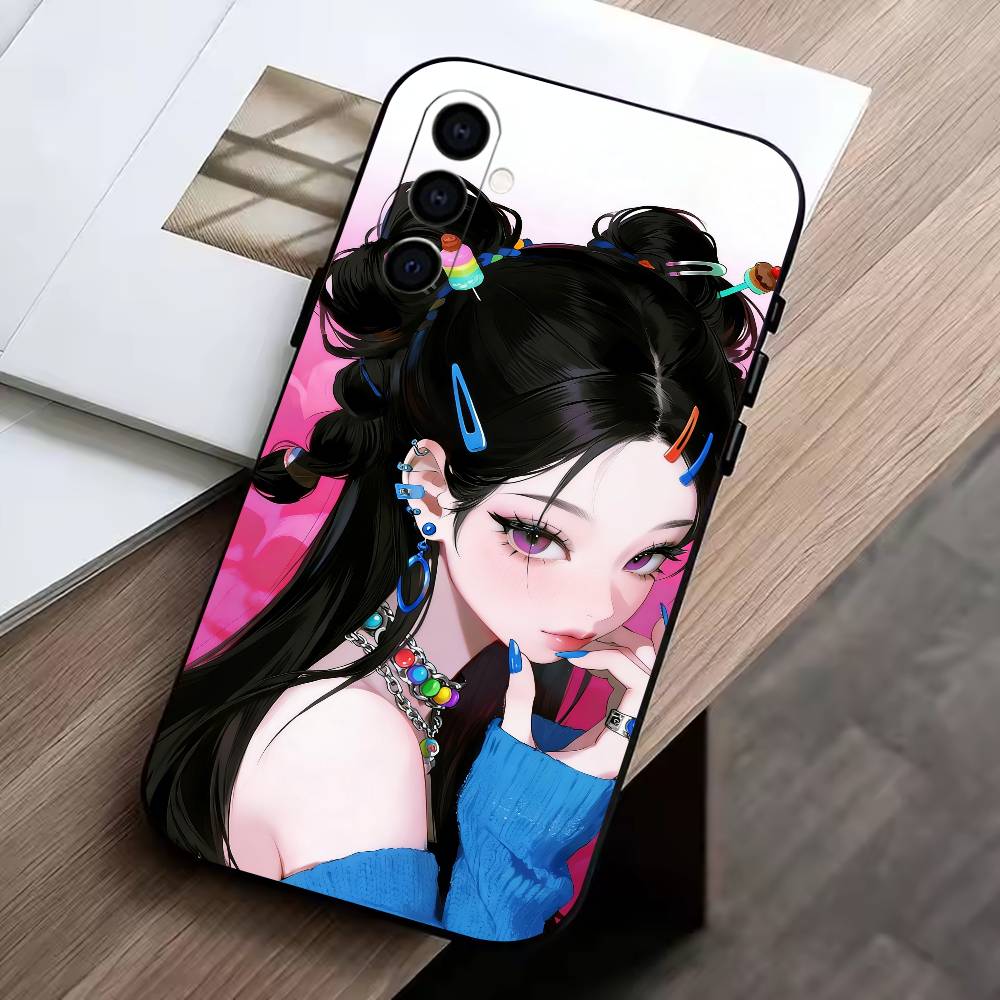 cute girl  Phone Case For Samsung Galaxy A73,A72,A71,A70,A53,A52,A51,Soft Silicone Black Cover