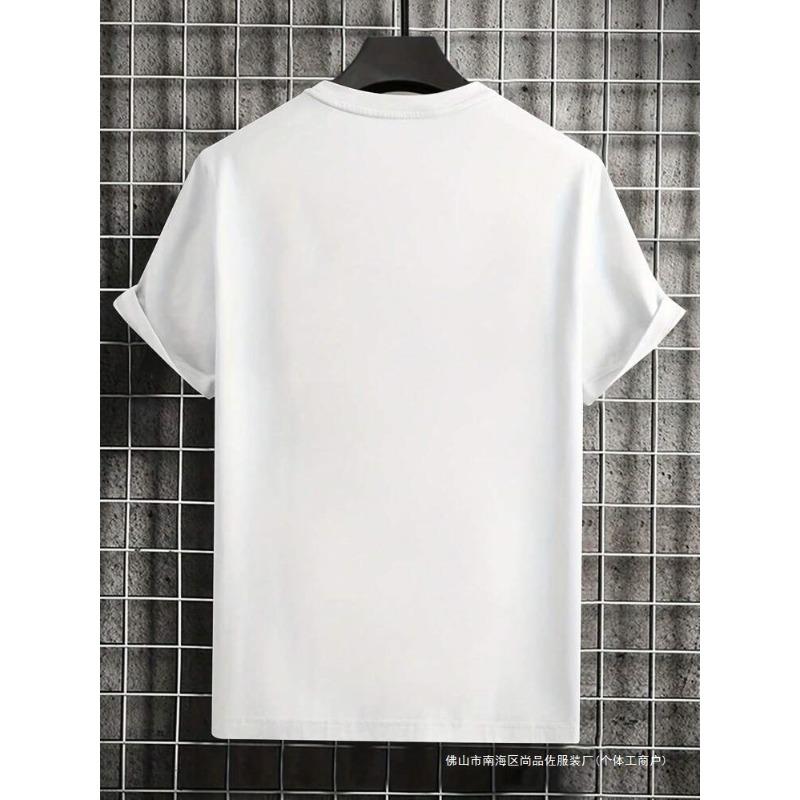 Summer Round Neck Spade A Pattern Printed Top Fashionable Casual Short Sleeved Men's Pure Cotton T-shirts