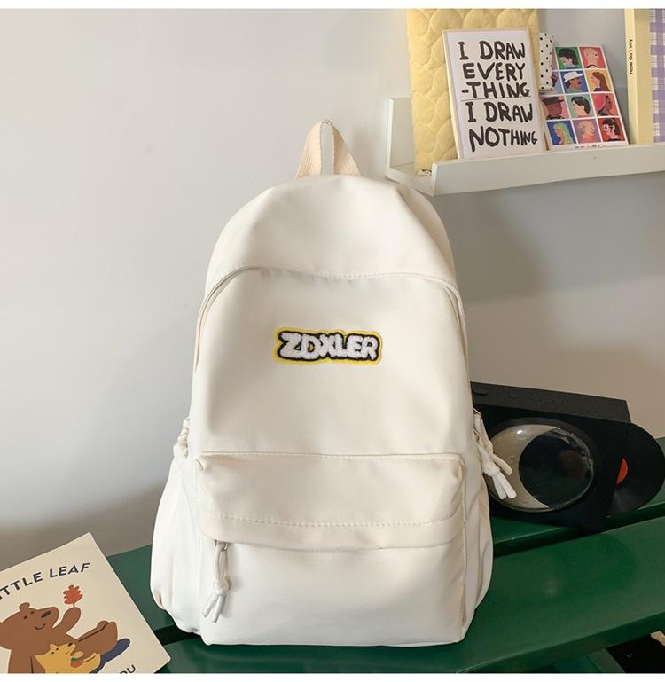 

High value schoolbag niche large capacity backpack girls college students cute simple bag versatile backpack білий