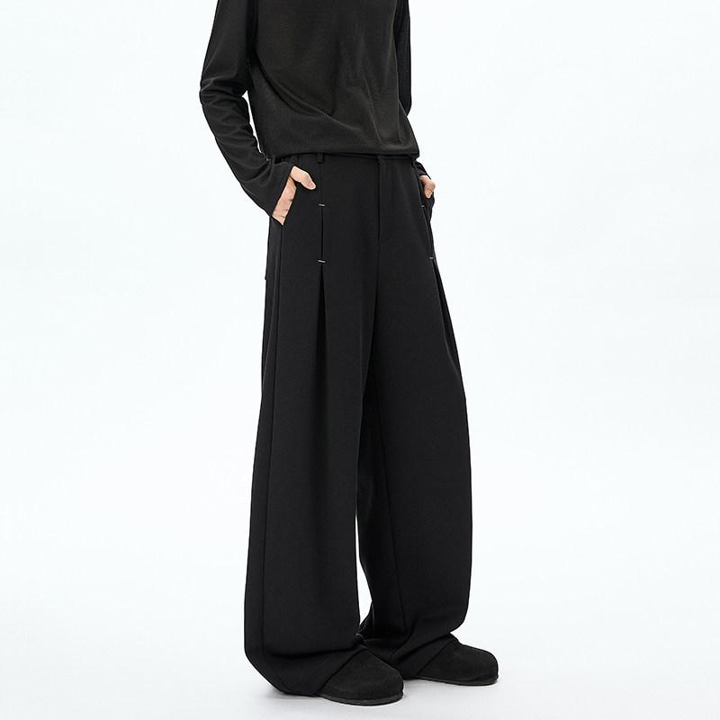 American Pleated Semi-elastic Suit Pants Casual Pants Men's and Women's Loose and Versatile Drape Straight Wide-leg Floor-mopping Trousers