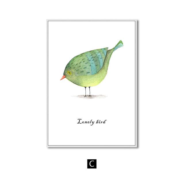 Cartoon Lovely Birds Nursery Wall Art Canvas Painting Nordic Decoration Poster and Prints Pictures for Living Room Home Interior