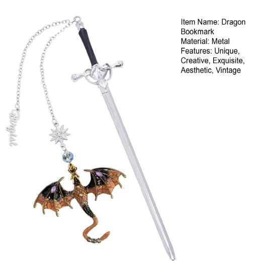 Fourth Wing Dragon Bookmark Fantasy Dragon Page Maker Cool Metal Bookmark Reading Gift for Men Women Bookworm