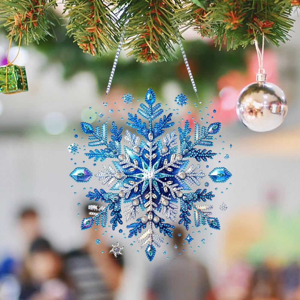 Snowflake Theme 2D/Flat DIY Rhinestone Diamond Art Window Pendants Special Shape Diamond Art Pendant Home Wall Decoration Crafts