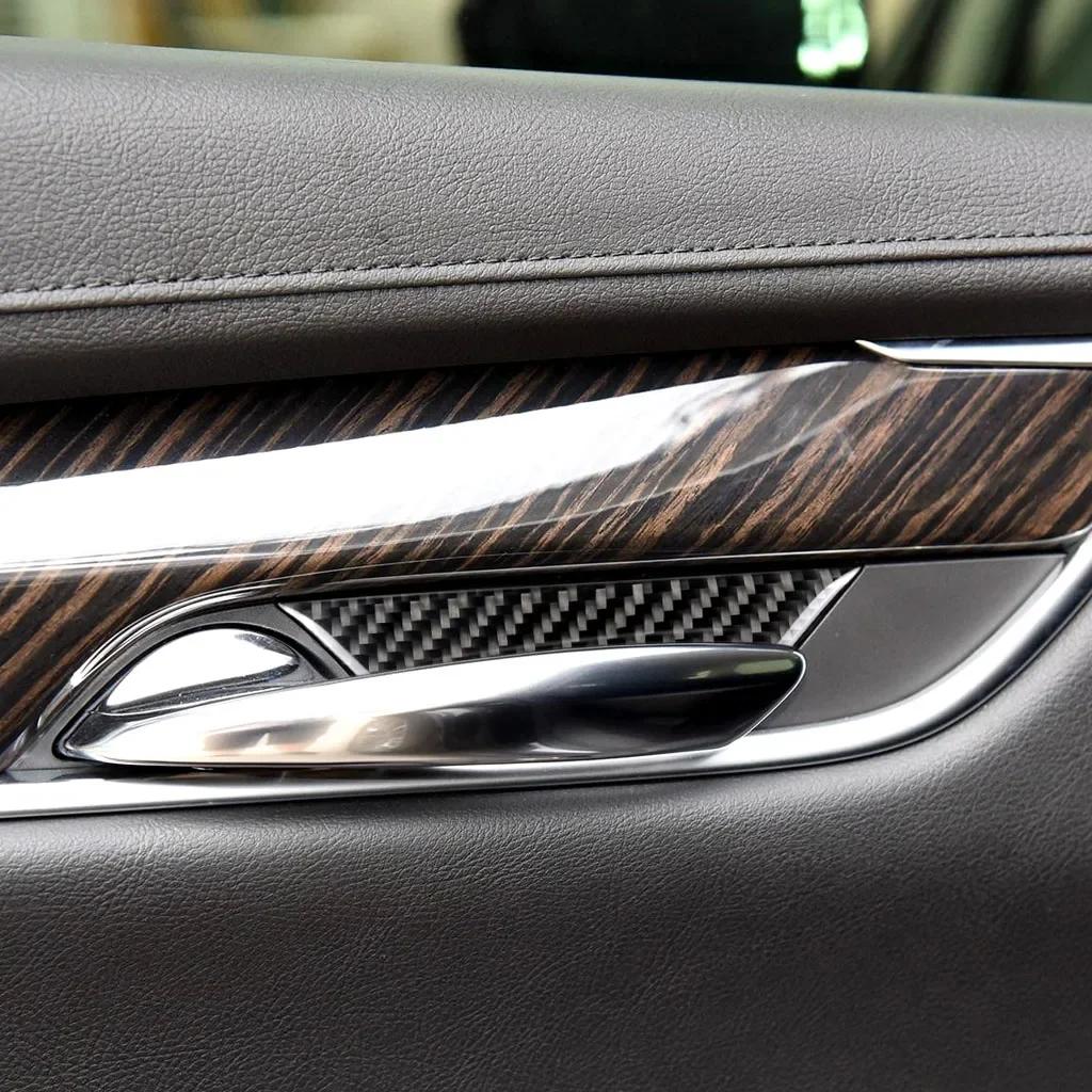 For Cadillac XT5 2016-2019 Car Stickers Carbon Fiber Car Door Handle Bowl Trim Cover  4pcs Car Styling Accessories