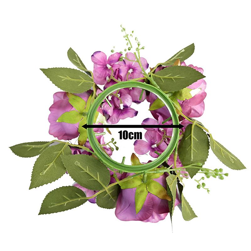 Wedding Candlestick Wreath Artificial Roses Candle Rings Table Decoration Xmas  Year Birthday Party Home Ornaments